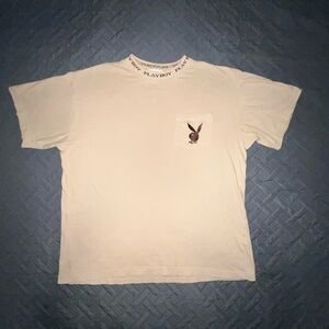 PLAYBOY by PAC SUN Cream Short Sleeve Tee with Logo